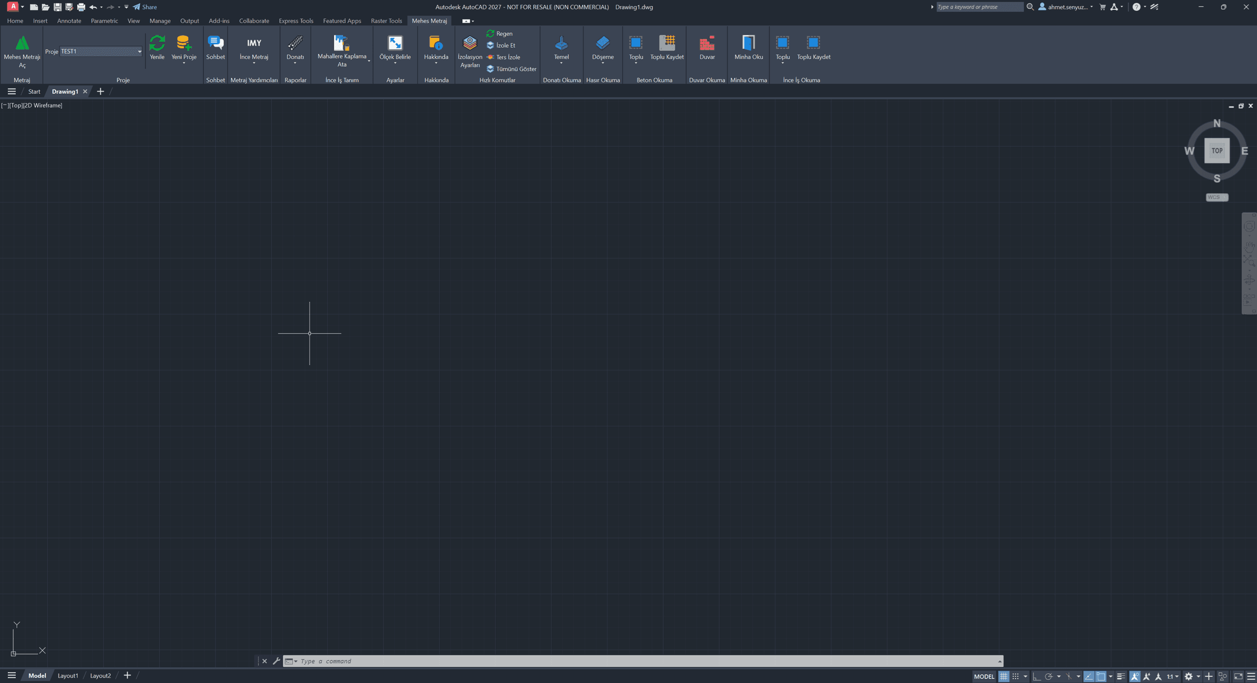 AutoCAD içinde Mehes Metraj şerit menüsü